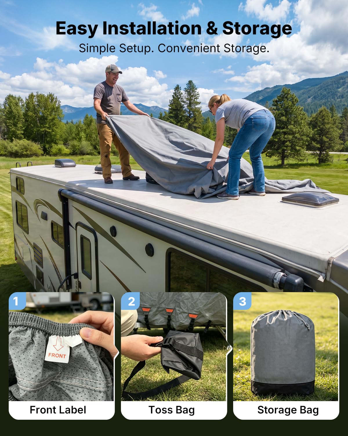 14-16FT Heavy Duty Rip-Stop RV Cover with Storage Bag K318613