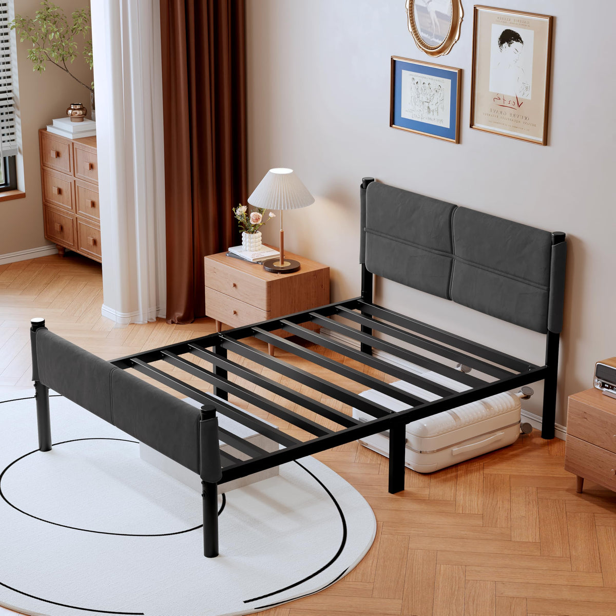 14 Inch Twin Size Grey Metal Bed Frame L548719