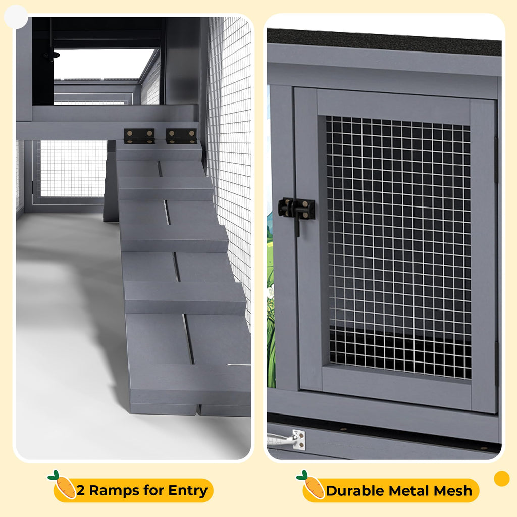 Large Wood Rabbit Hutch with Removable Tray I776
