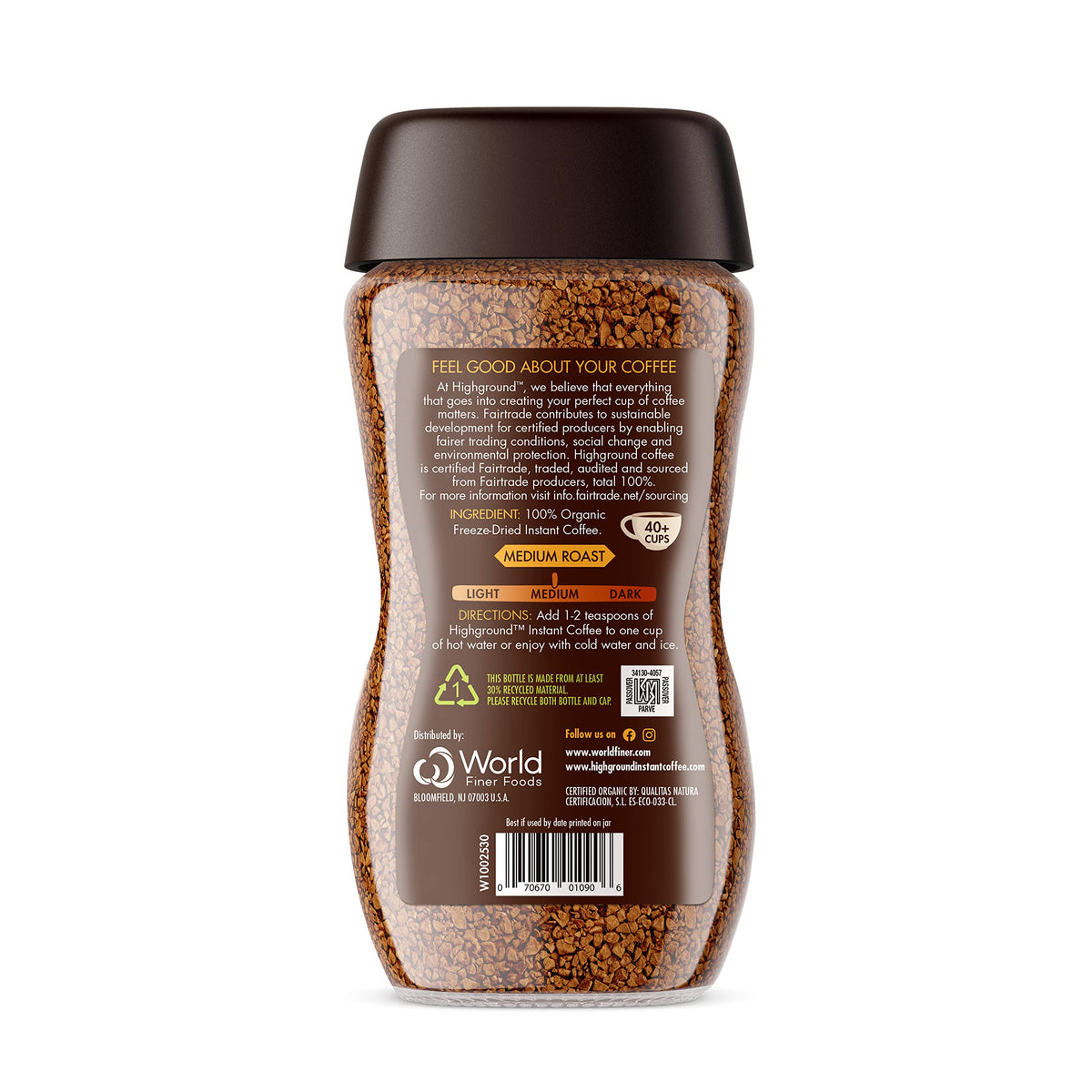 Organic Instant Regular Coffee, 3.53 Oz T372010