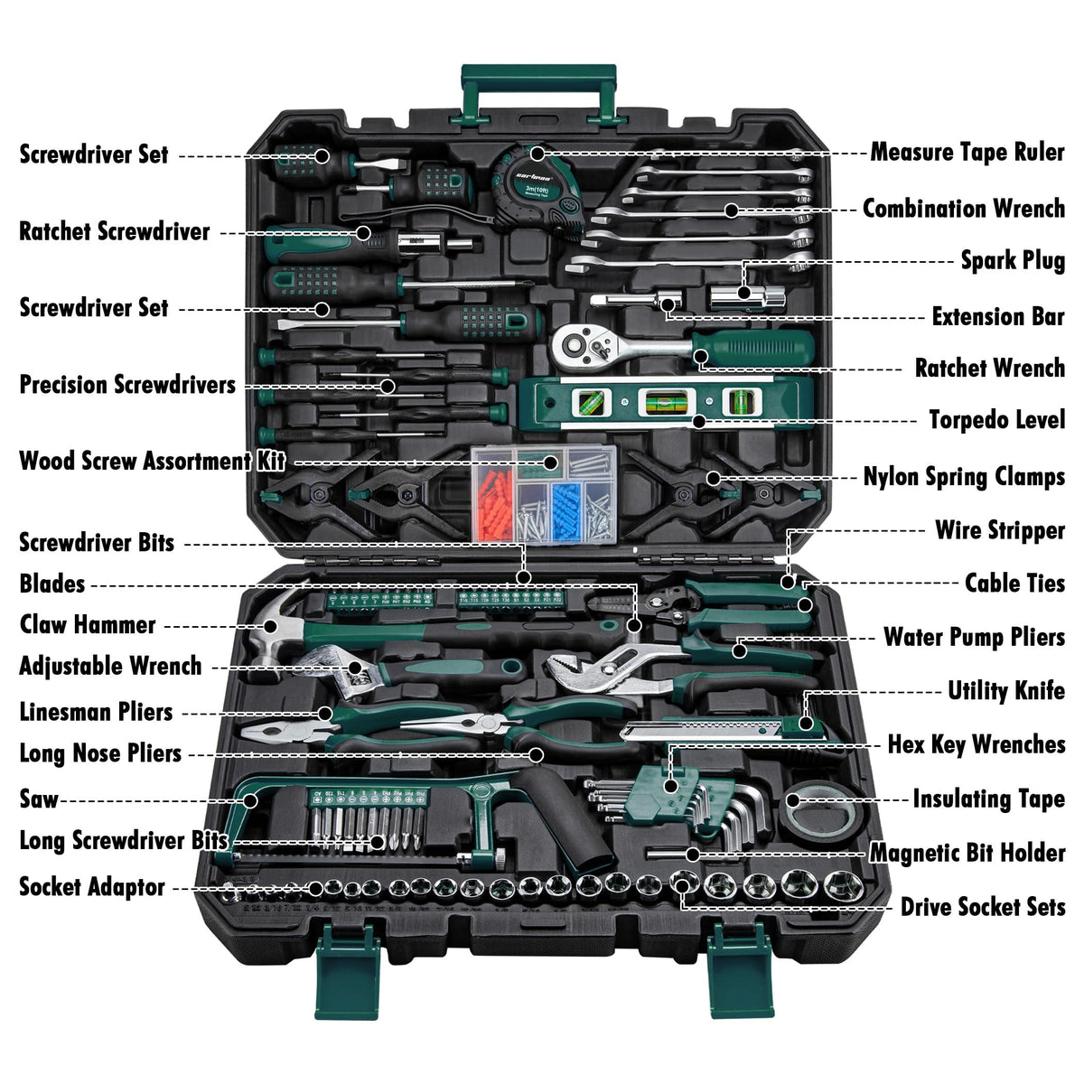 238-Piece Green Tool Set with Storage Box D34917