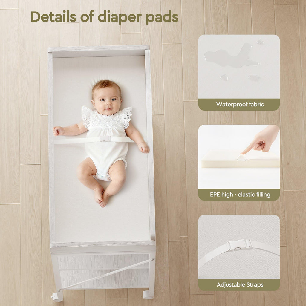 White Baby Changing Table with Pad W86169