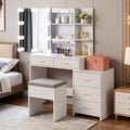 White Vanity Desk with Sliding Mirror A656999
