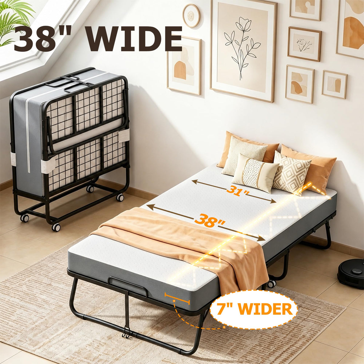 Folding Bed with Mattress Twin 75 x 38 in K83640