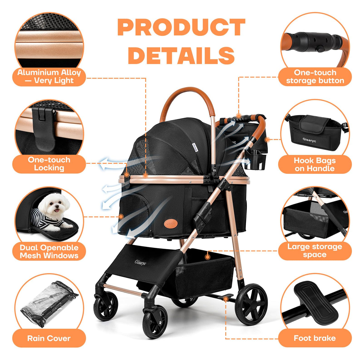 Black 3-in-1 Pet Stroller T47671