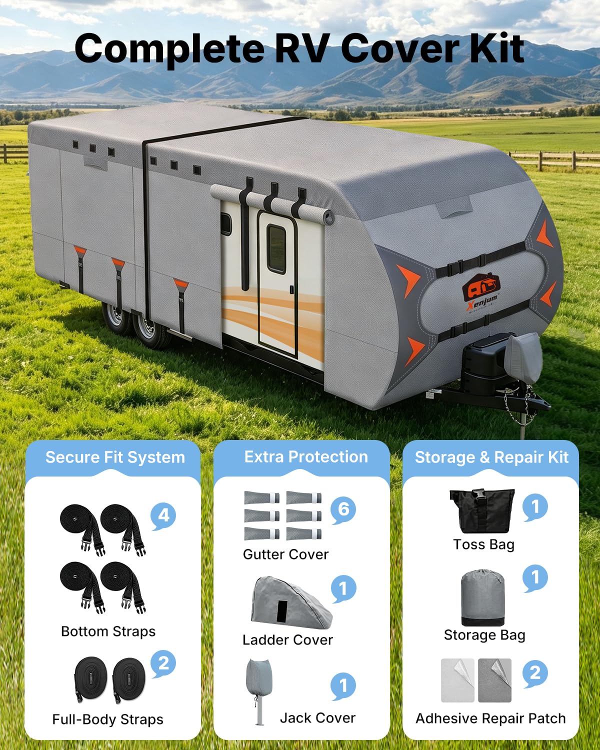 14-16FT Heavy Duty Rip-Stop RV Cover with Storage Bag K318613