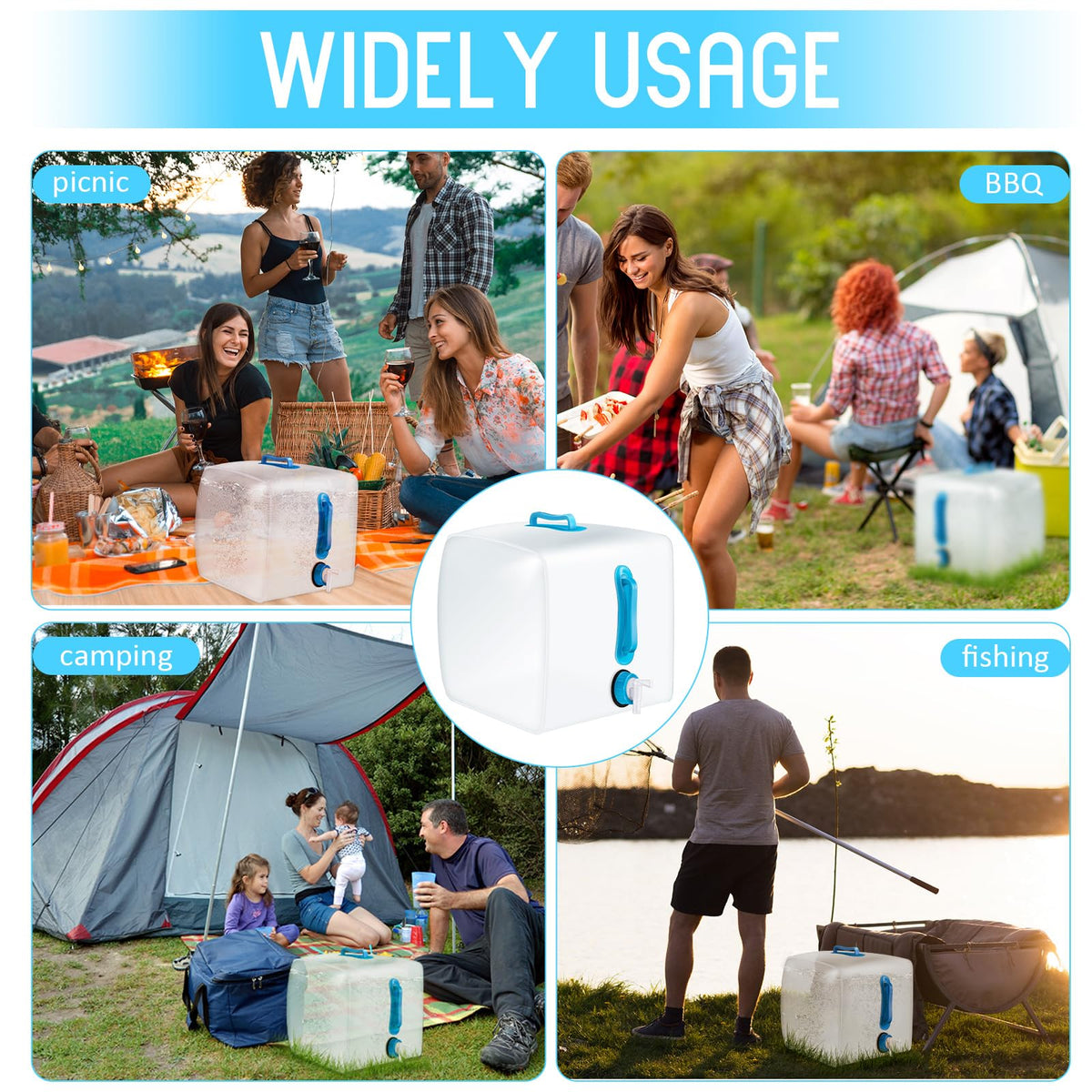 5 Pcs 5.3 Gallon Collapsible Water Container with Spigot I2176