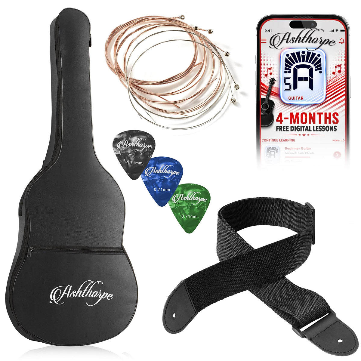 30-inch Kids Acoustic Guitar Beginner Kit with Gig Bag N834258
