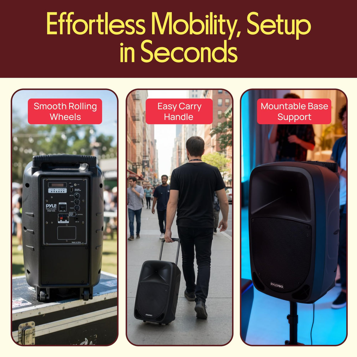 1000W Portable Bluetooth PA Speaker with 10'' Subwoofer and Wireless Mic R111950