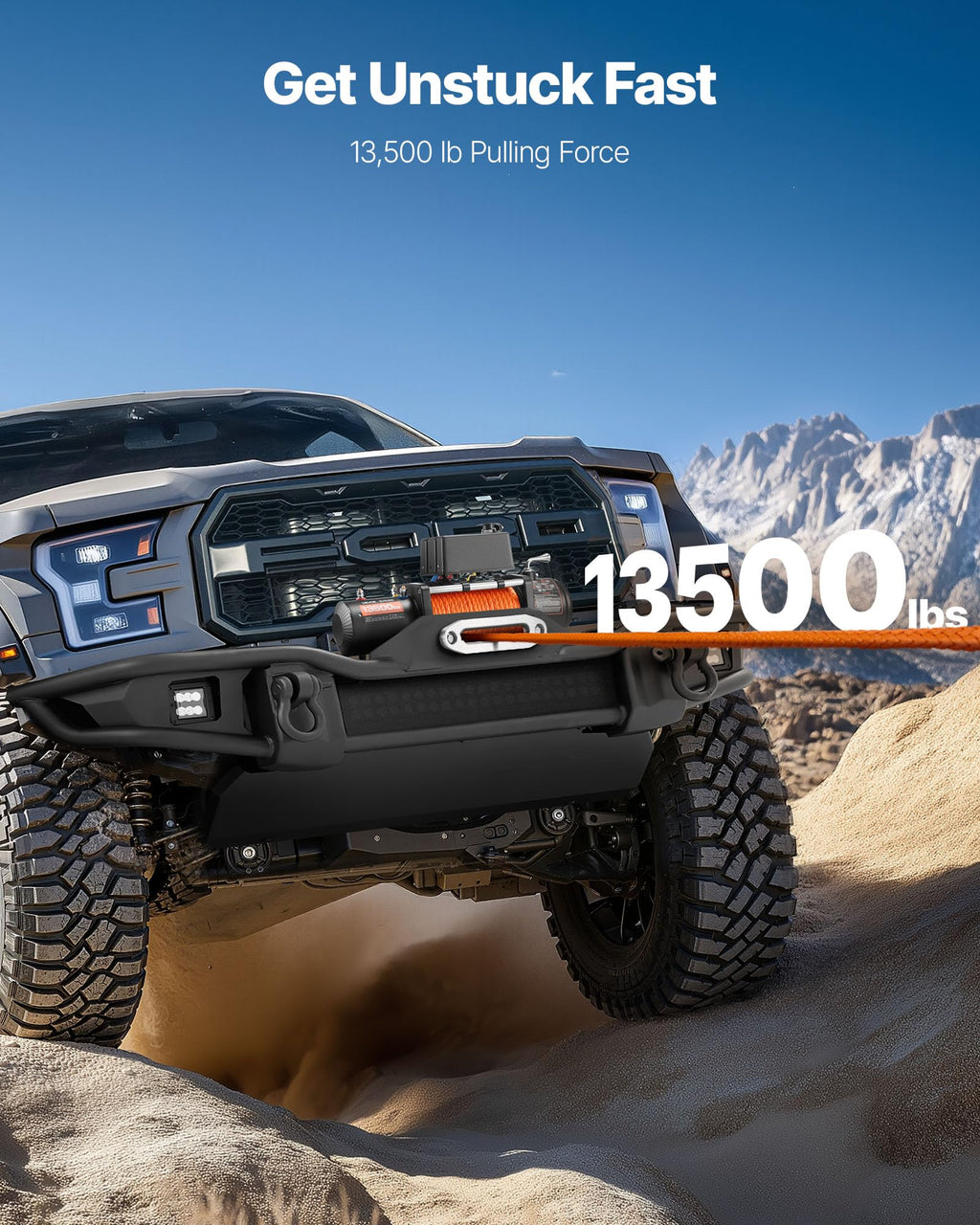 13,500 lb 12V DC Electric Truck Winch with Synthetic Rope Z118062