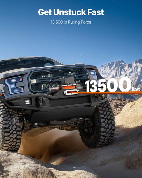 13,500 lb 12V DC Electric Truck Winch with Synthetic Rope Z118062