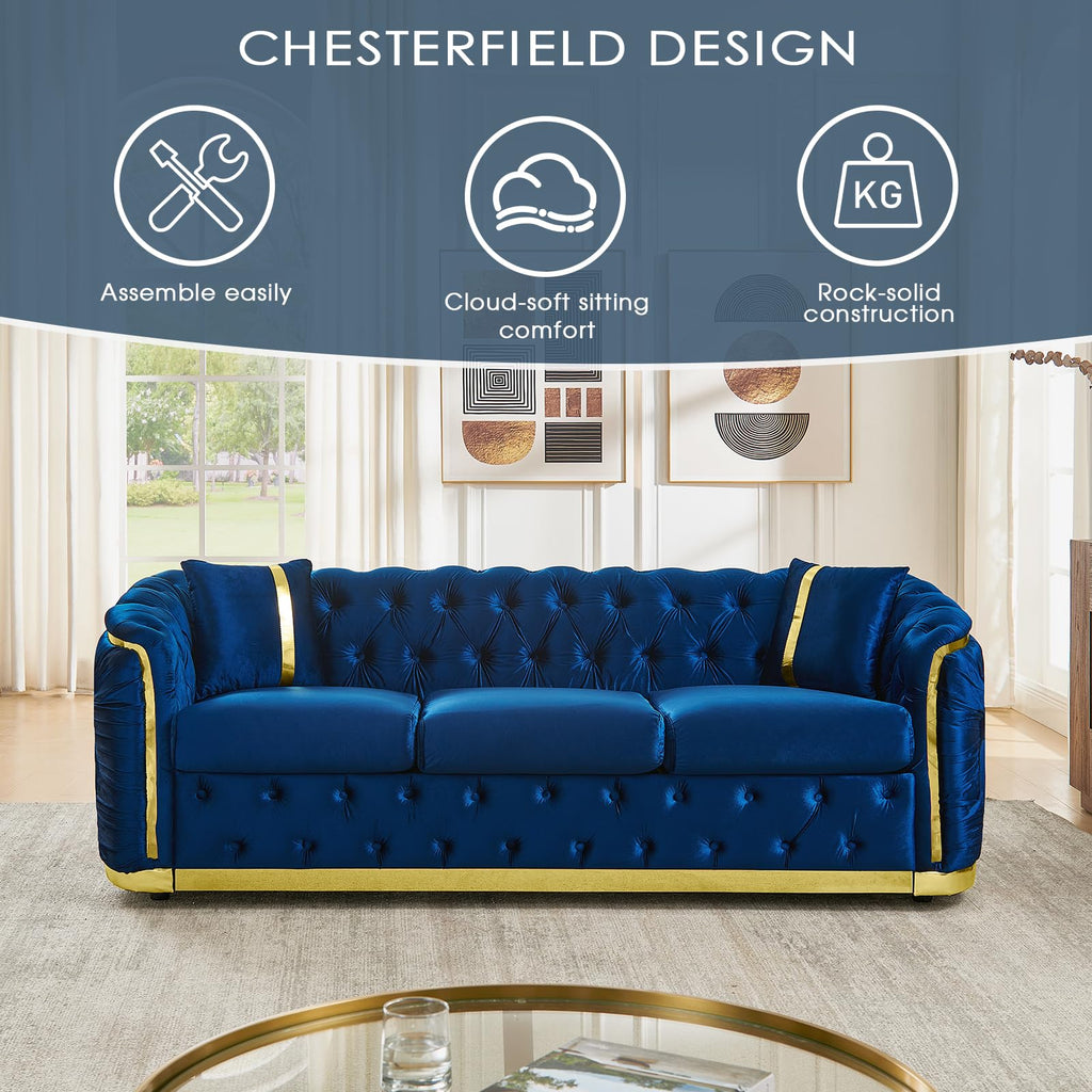 Velvet Button Tufted Chesterfield Sofa Set U4229