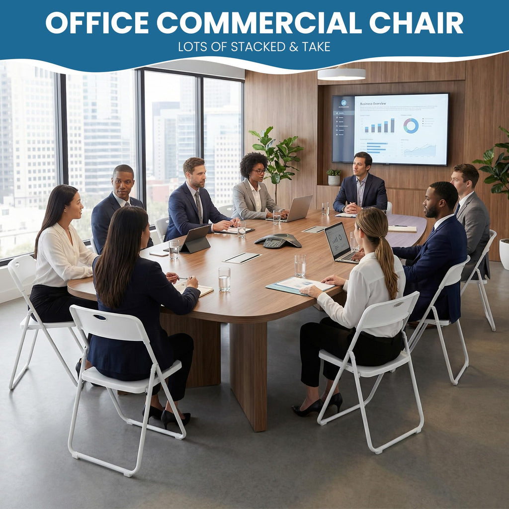 White Plastic Folding Chairs 10 Pack with Steel Frame Q973