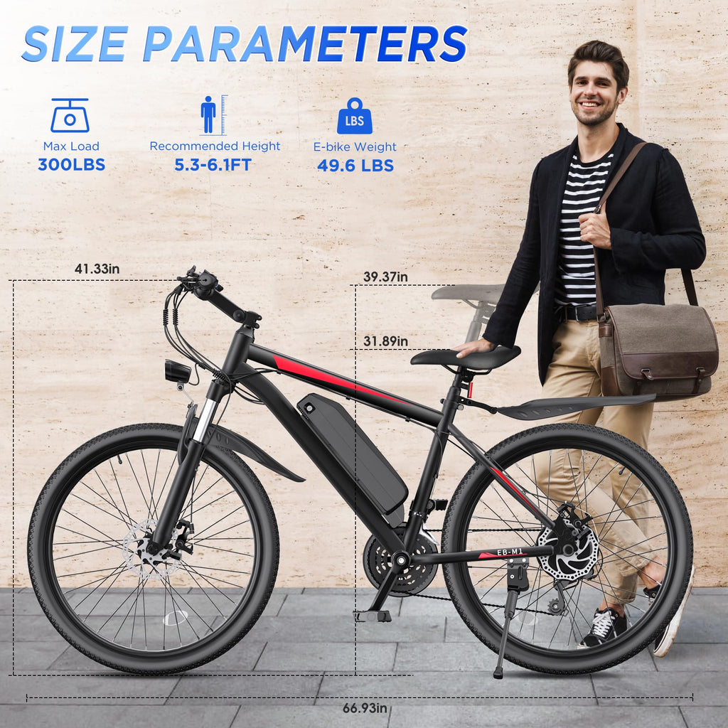 26" Electric Mountain Bike with 1000W Peak Motor X311