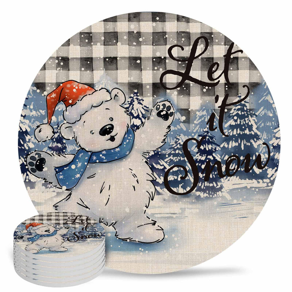 Set of 6 Ceramic Coasters with Cork Base N6503
