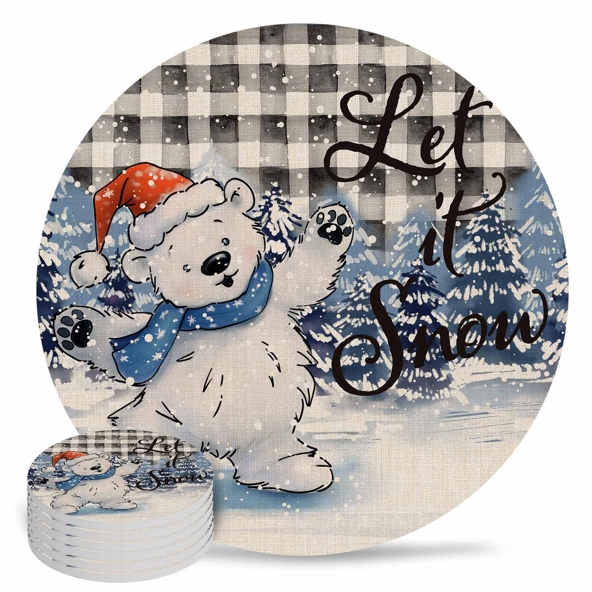 Set of 6 Ceramic Coasters with Cork Base N6503