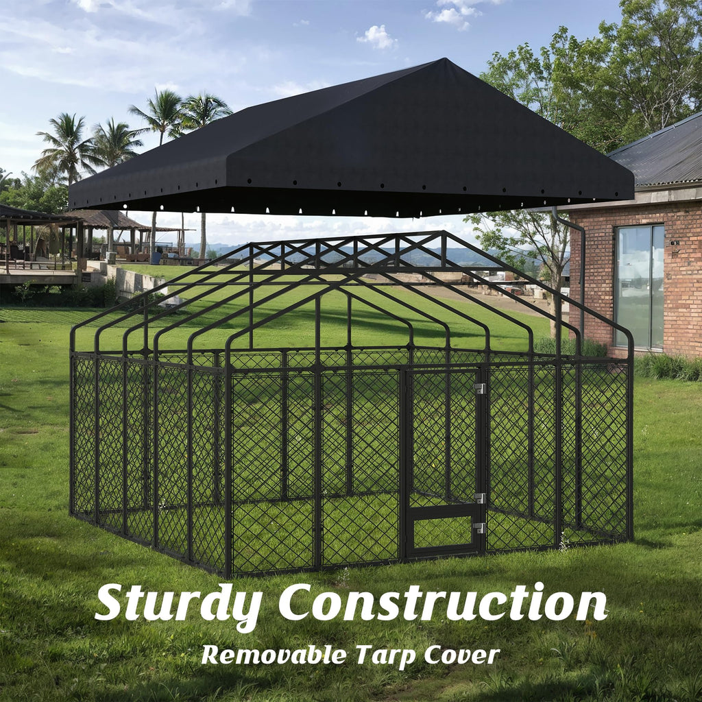 10x14FT Outdoor Dog Kennel with Roof E16068