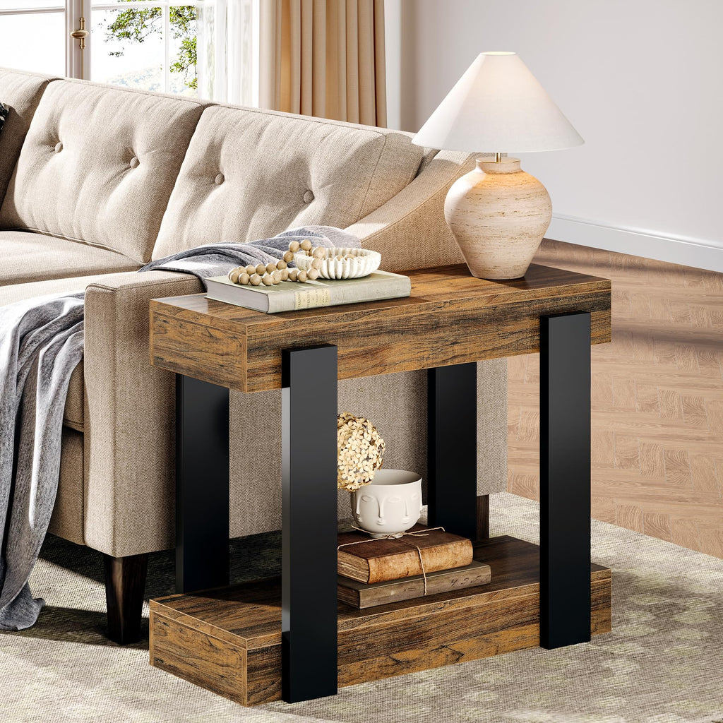 2-Tier Narrow End Table with Storage Shelf Z7826