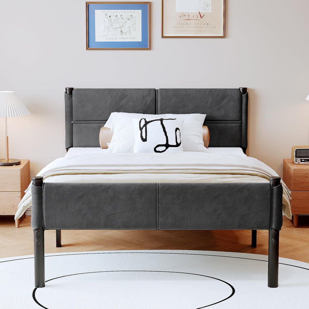 14 Inch Twin Size Grey Metal Bed Frame L548719