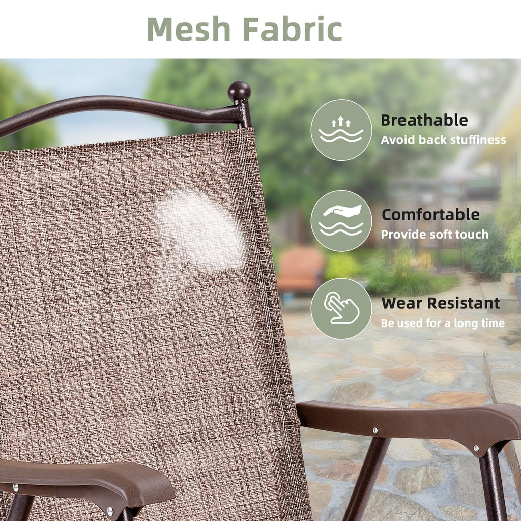 Set of 2 Brown Folding Patio Dining Chairs with Armrests M95622