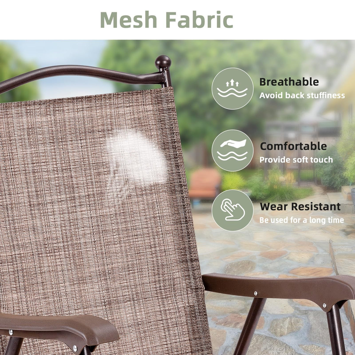 Set of 2 Brown Folding Patio Dining Chairs with Armrests M95622