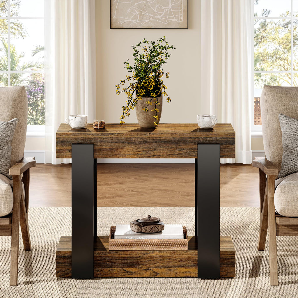 2-Tier Narrow End Table with Storage Shelf Z7826
