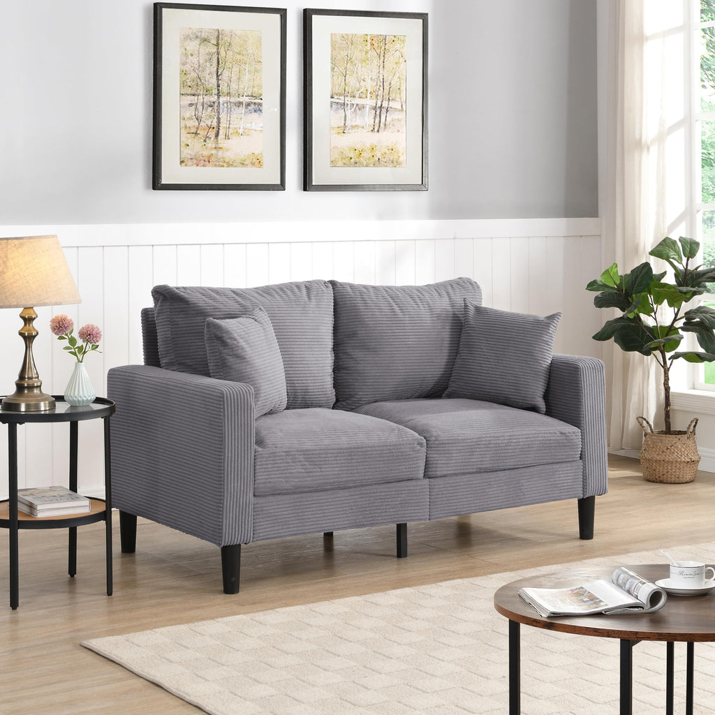 Oversized Corduroy Sofa with 2 Throw Pillows K73788