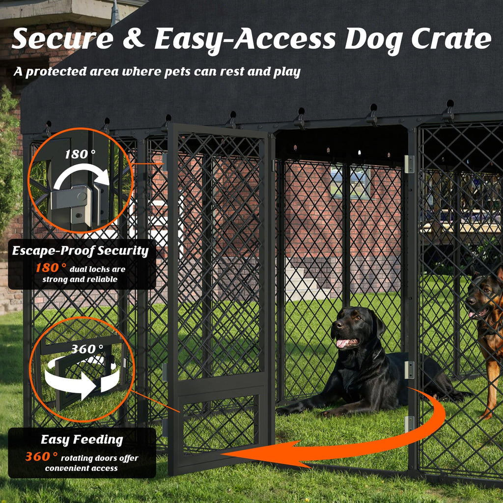10x14FT Outdoor Dog Kennel with Roof E16068