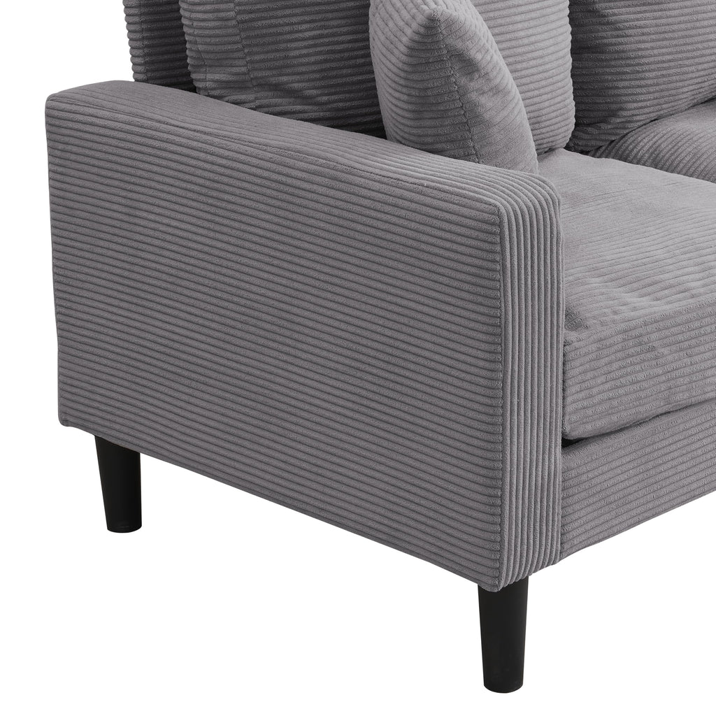 Oversized Corduroy Sofa with 2 Throw Pillows K73788