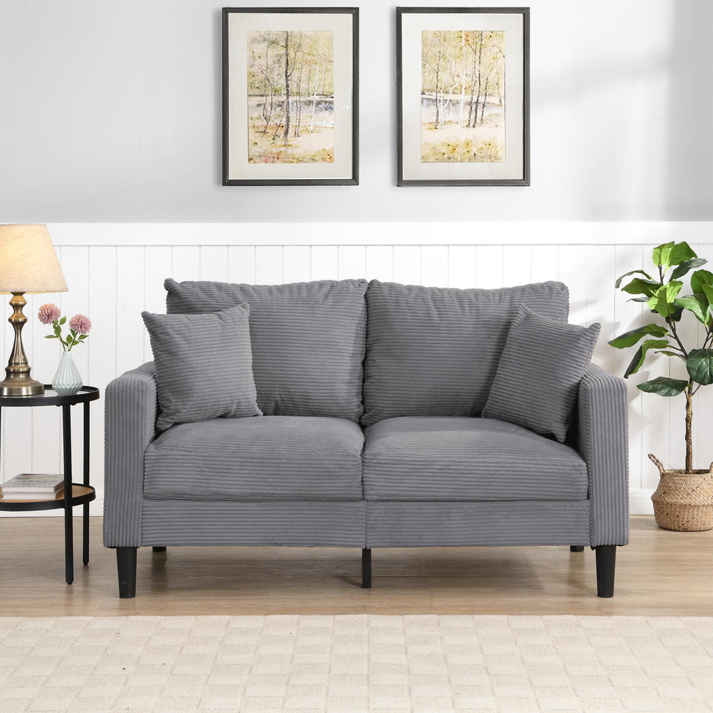 Oversized Corduroy Sofa with 2 Throw Pillows K73788