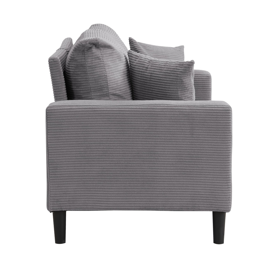 Oversized Corduroy Sofa with 2 Throw Pillows K73788