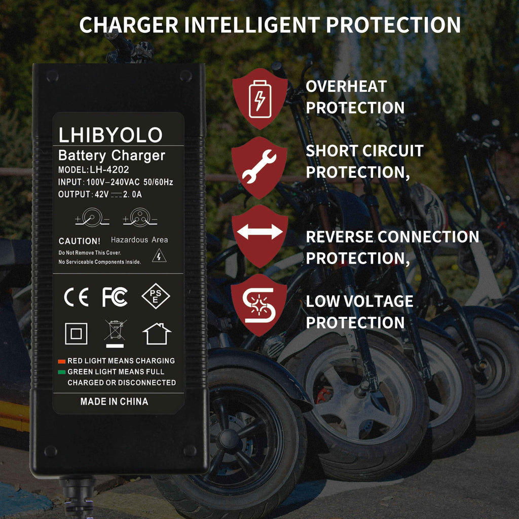 42V 2A Electric Scooter Battery Charger with XLR RCA & DC Plugs Q16650