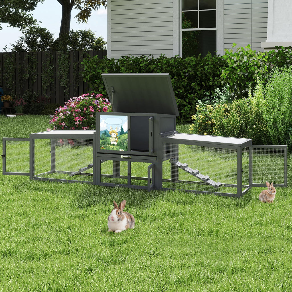 Large Wood Rabbit Hutch with Removable Tray I776