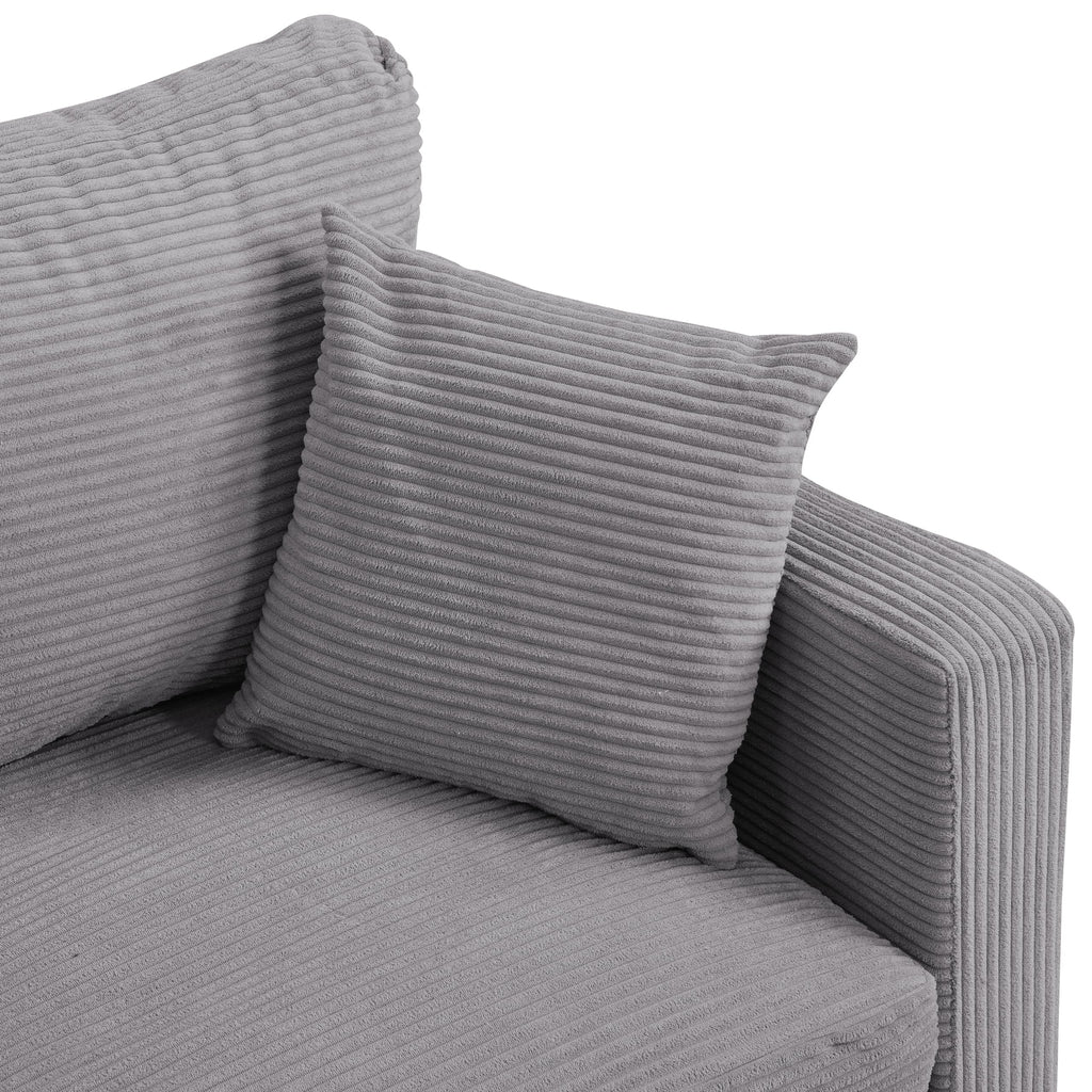 Oversized Corduroy Sofa with 2 Throw Pillows K73788