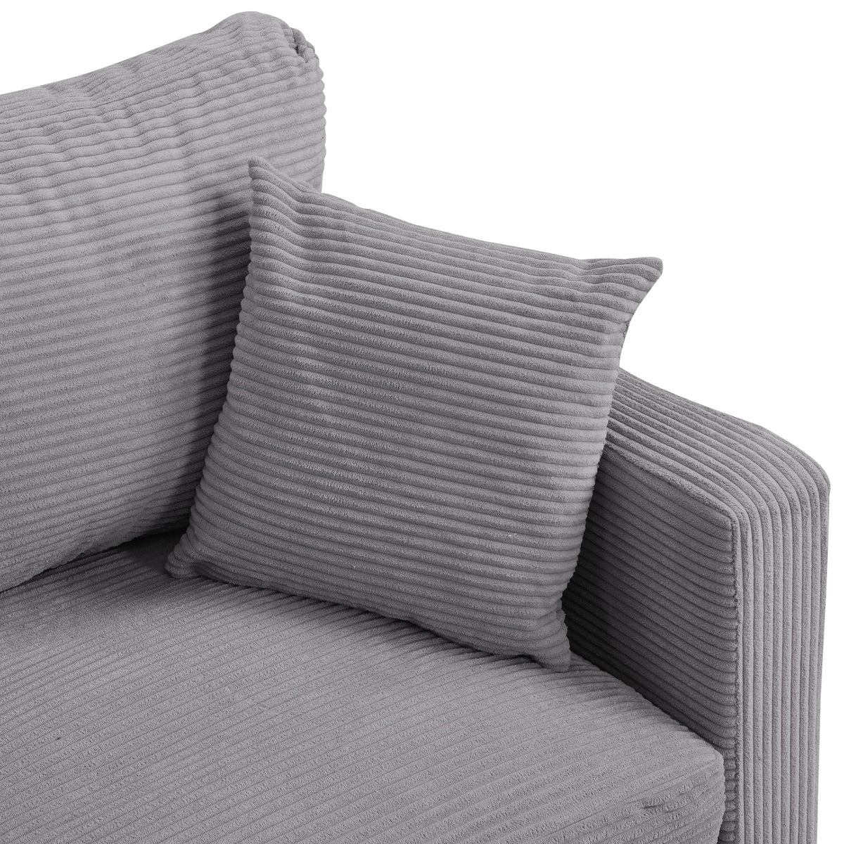 Oversized Corduroy Sofa with 2 Throw Pillows K73788