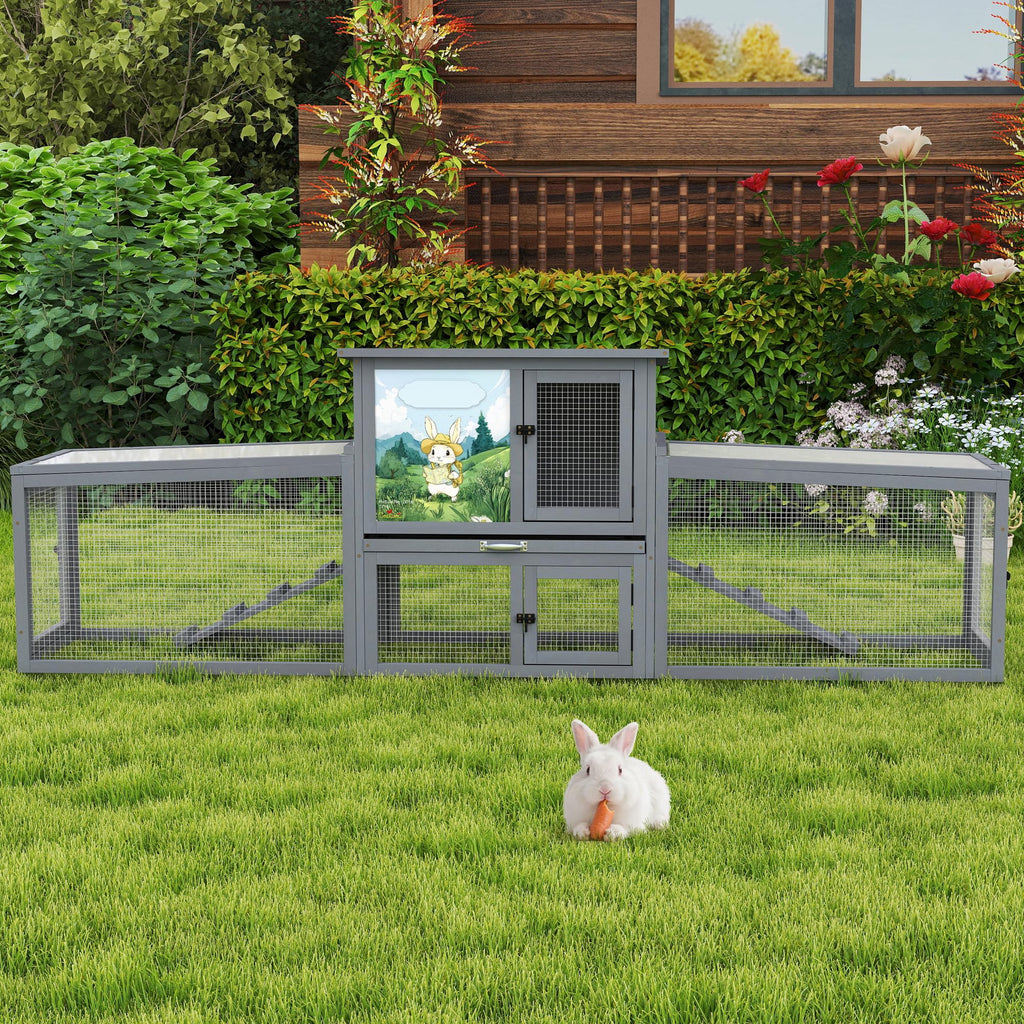 Large Wood Rabbit Hutch with Removable Tray I776